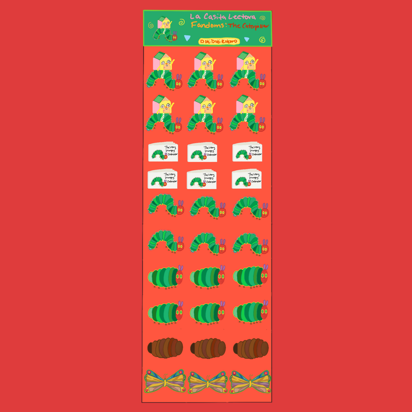 La Casita Lectora fandoms: The caterpillar sticker sheet